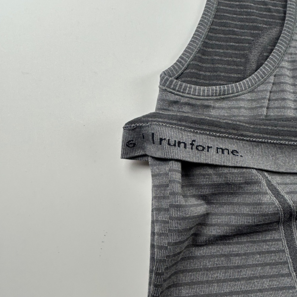 Lululemon WMNS 6 Swiftly Tech Racerback Tank Top 2.0 Grey Striped Athletic Gym - Picture 5 of 7
